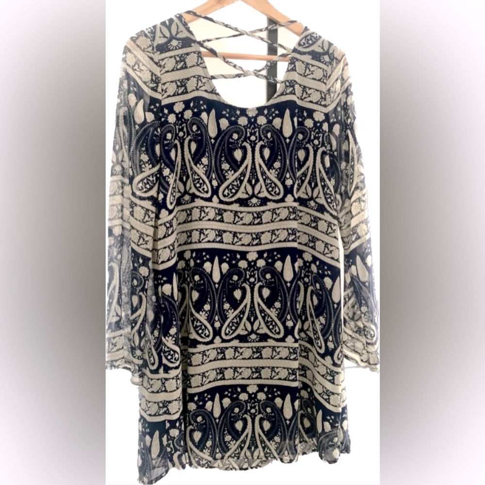 Charming Charlie Blue and White Dress